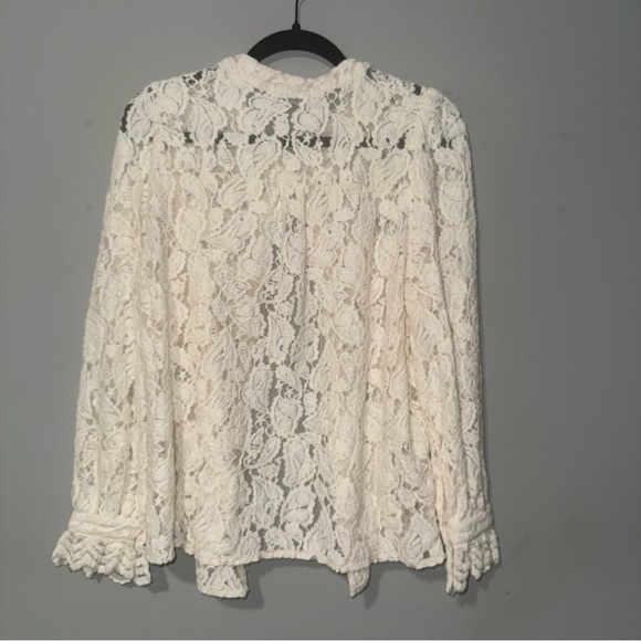 PrettyGarden Ivory Lace Button Down Blouse - Picture 3 of 5